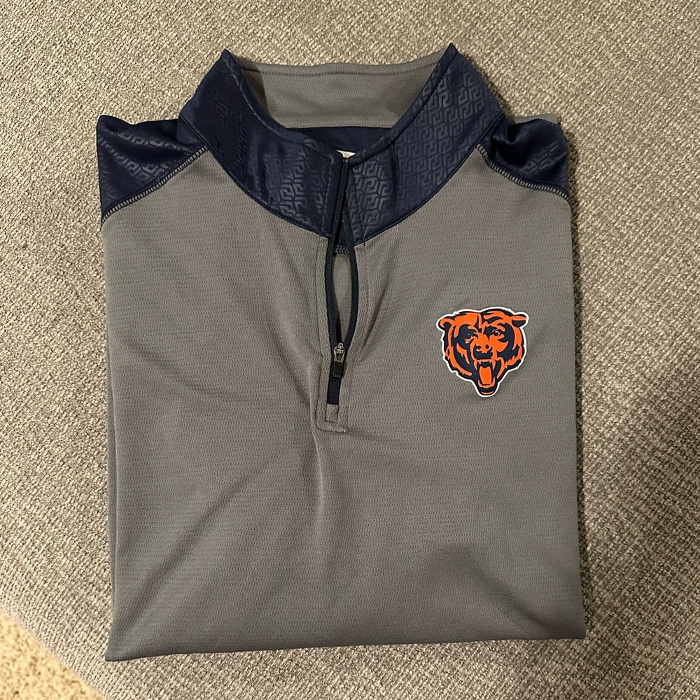 Chicago Bears Gray and Navy Quarter-Zip Pullover